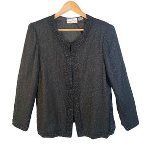Vintage Jacket‎ Womens XL Silk Beaded Occasion Formal Glam Old Money Event